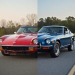 Side-by-side shot of a 1970 Chevelle SS and a 2025 Miata