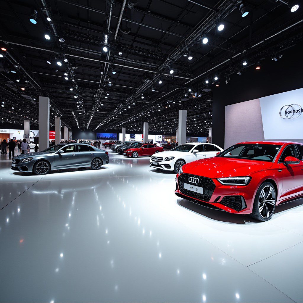 Wide-angle shot of the Vancouver auto show 2025 floor
