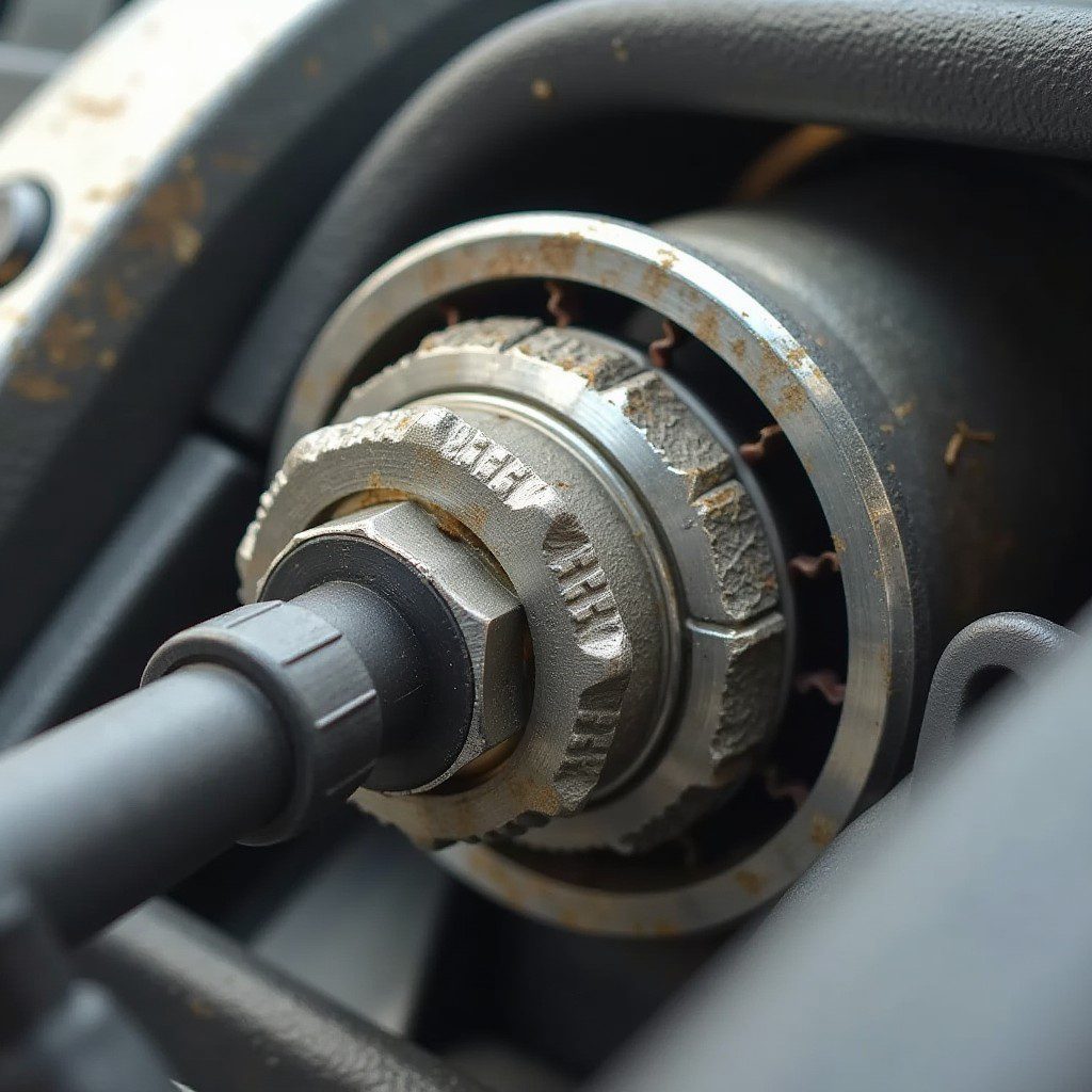 Close-up of the transmission fill check plug