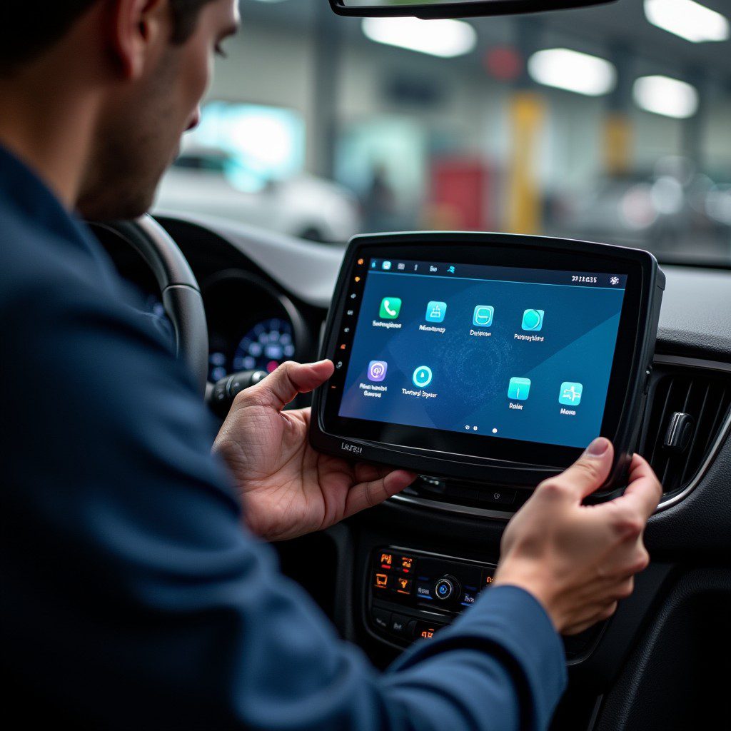 Dealer technician performing a multimedia firmware update