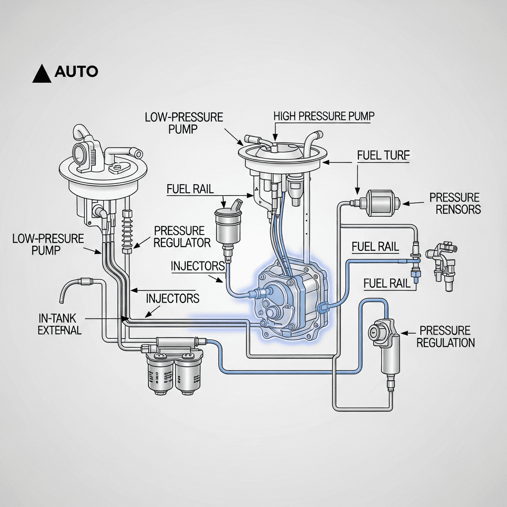 Fuel system diagram highlighting high pressure pump