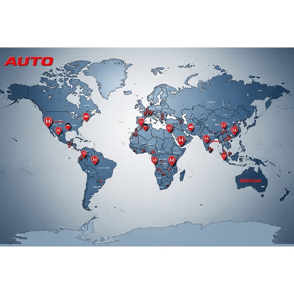 World map showing Honda factories